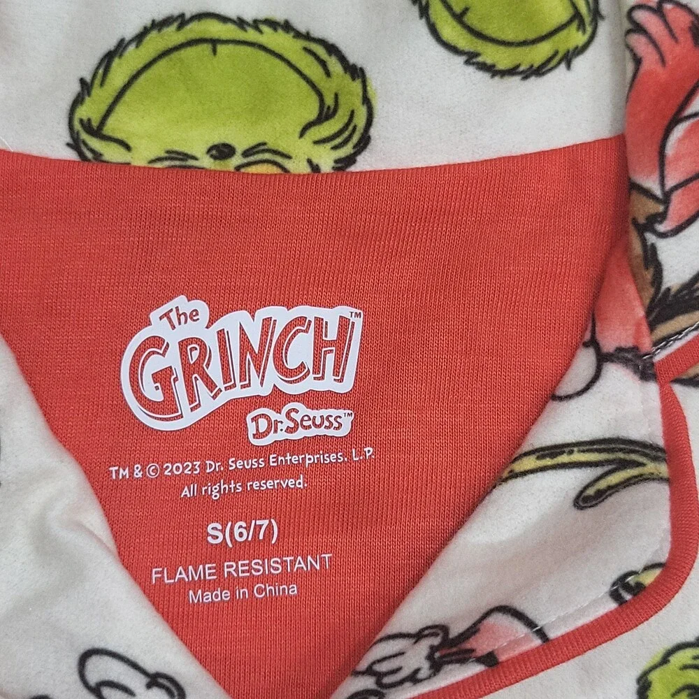 The Grinch Kids' Boys Girls Christmas Pajama Set Top w Pants Size Small 6/7